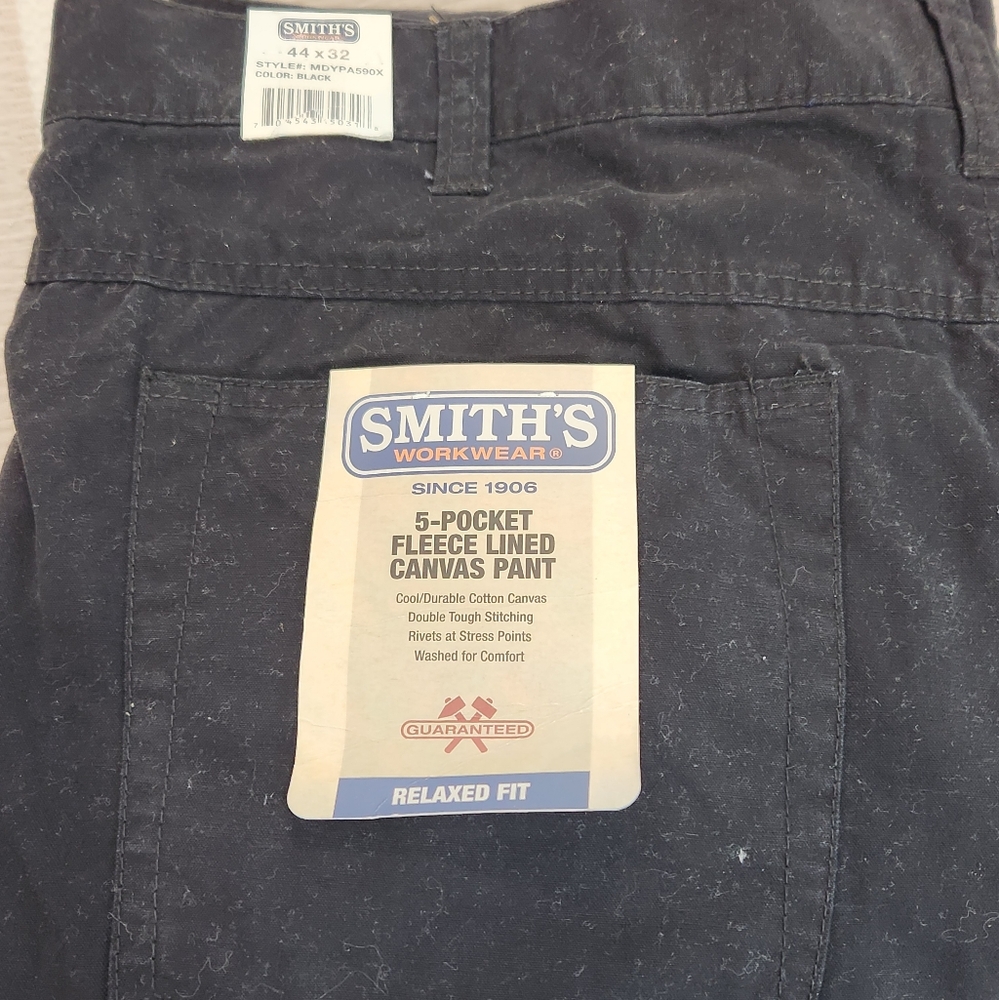 SMITH Black 5-Pocket Fleece Lined Canvas Pants